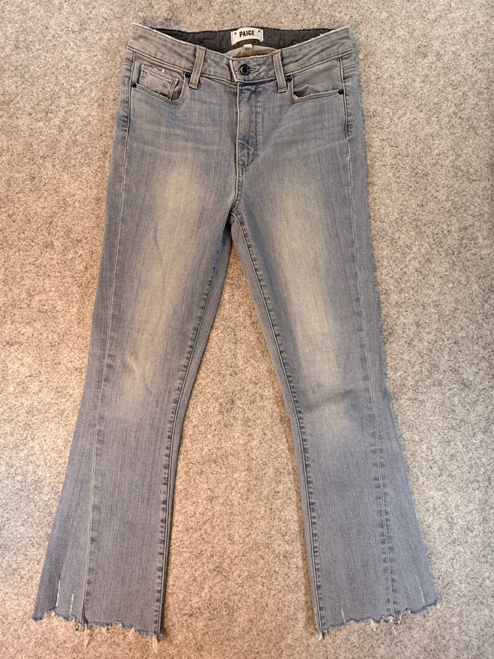 PAIGE Women’s 27 Light Wash Raw Hem Bootcut Flare Jeans